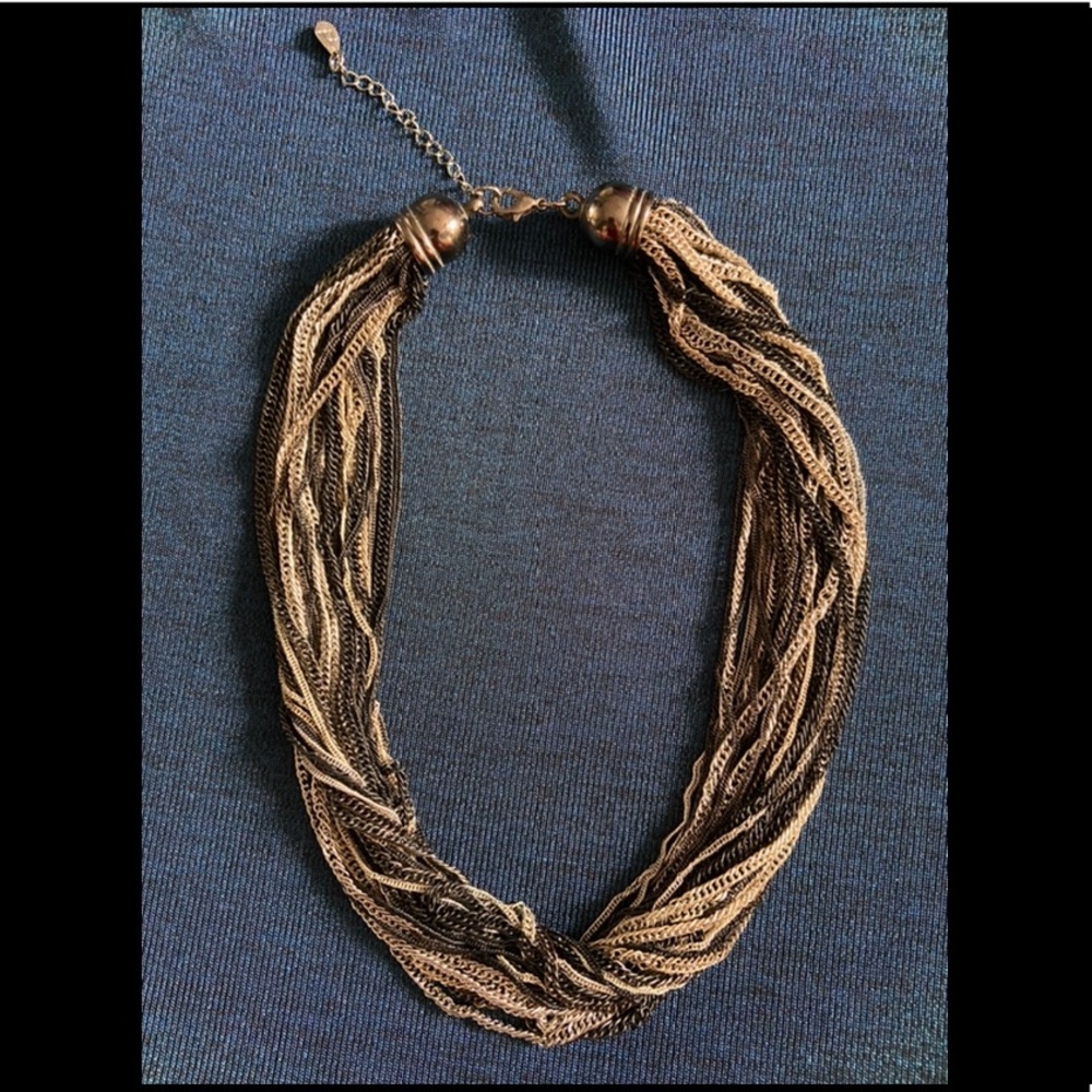 Black and Silver Multi-Chain Chunky Necklace